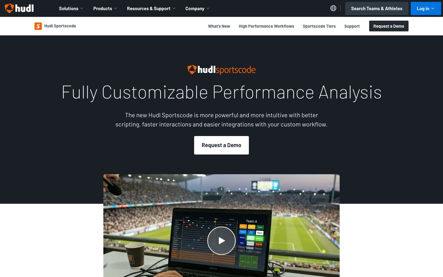 The Hudl Sportscode homepage
